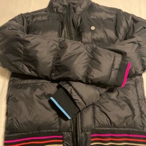 G/FORE Black Puffer Jacket with Pink and Blue Accents